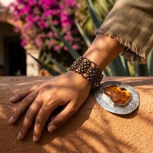 Mexican hand made bracelet  one of a kind  s-med -lg size 6 x 1.5 IN